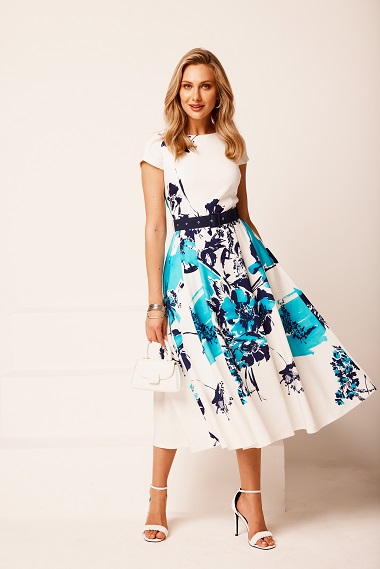 TIA White Dress with floral print